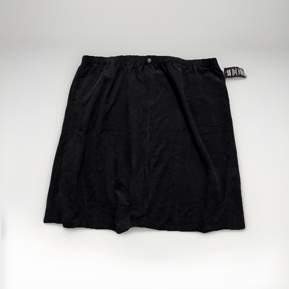 Women Within 36W Skirt Corduroy Black Side Pockets Elastic Waist Plus Size